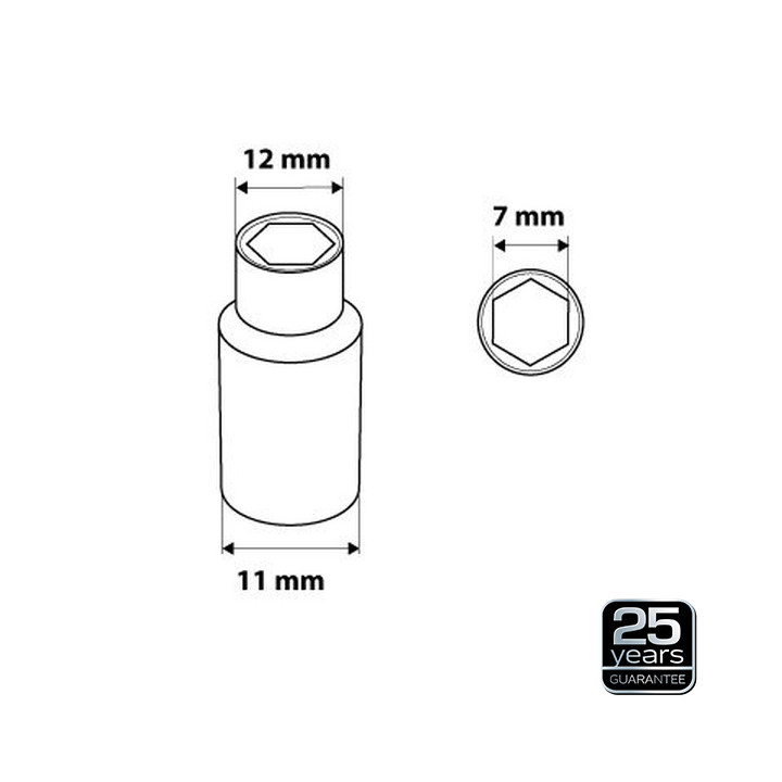 NASADKA SZEŚCIOKĄTNA DŁUGA 1/4", 7 MM