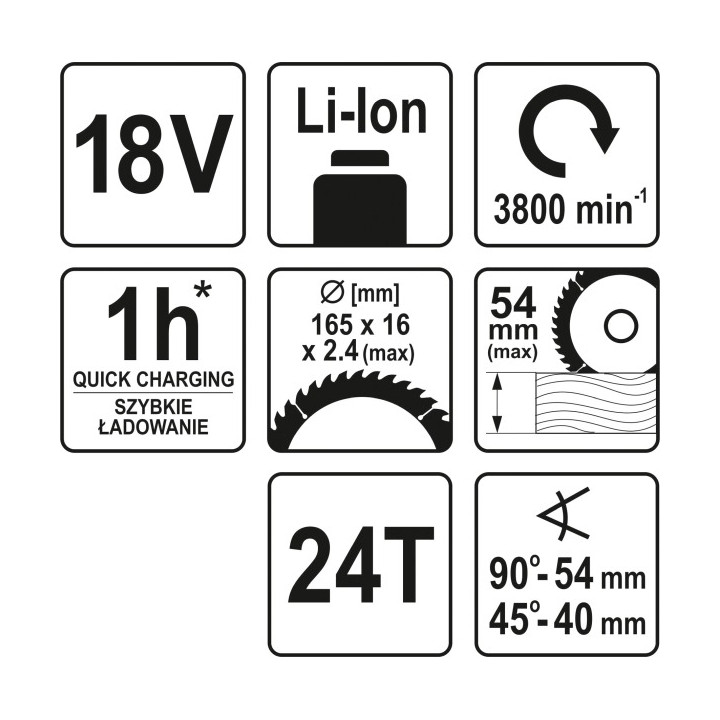 PILARKA 165MM 18V BEZ AKUMULATORA