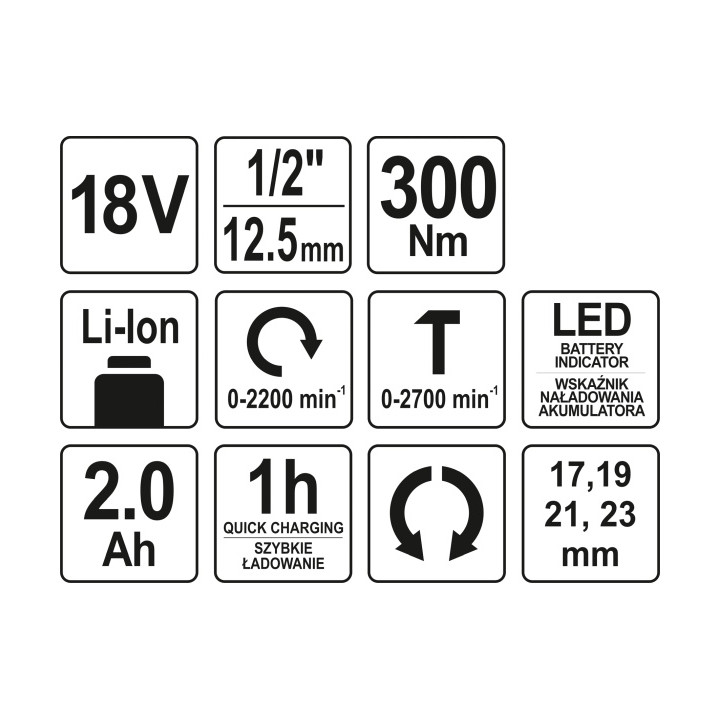 KLUCZ UDAROWY 1/2" AKUMULATOROWY 300 NM 18V