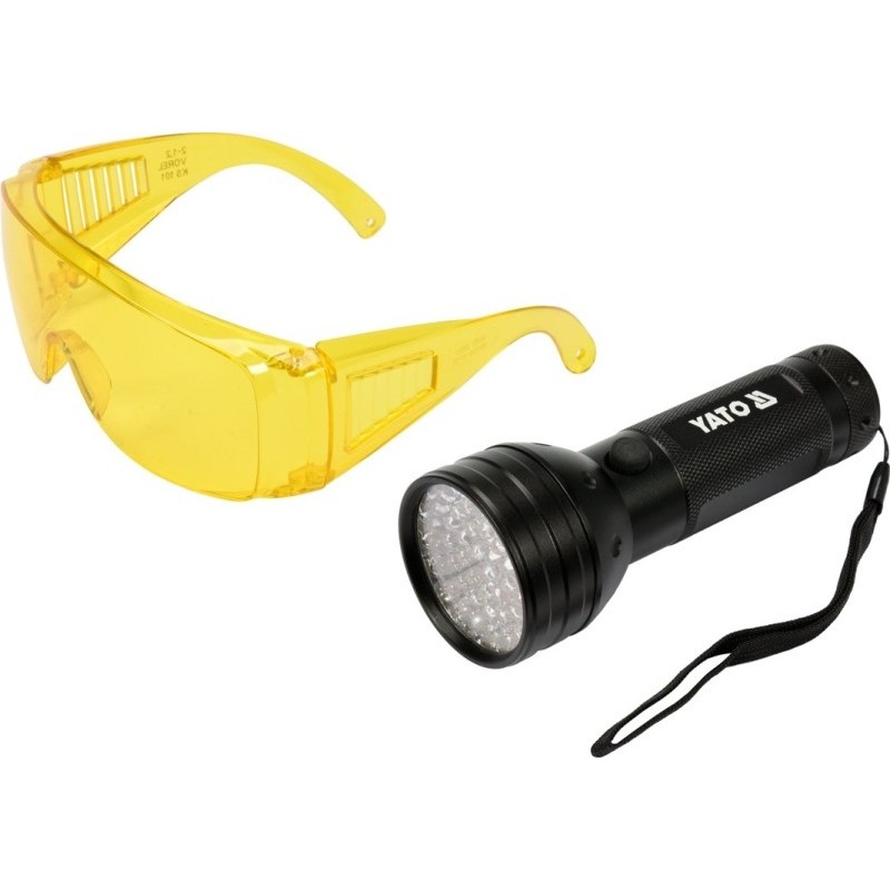 Zestaw latarka uv 51 led i okulary