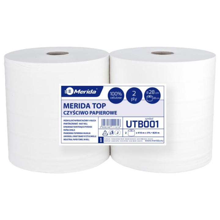 CZYŚCIWO PAPIER. TOP ŚR.28CM DŁ.410M 2-WARST 2SZT BIAŁE
