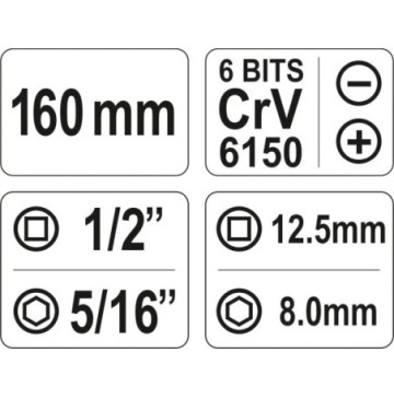 Wkrętak udarowy cr-v6 bitów