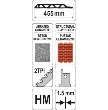Brzeszczot 455mm do cegieł i pustaków
