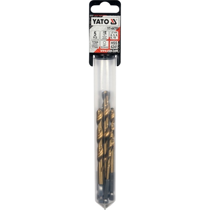 Wiertła do met 5szt 4-10mm hex tytpowł