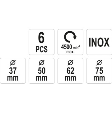 Zestaw szczotek z trzpieniem inox 6szt
