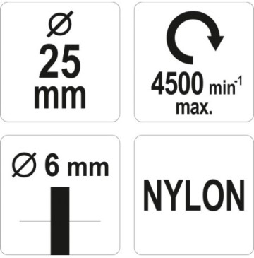 Szczotka czołowa z trzpieniem nylon 25mm