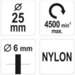 Szczotka czołowa z trzpieniem nylon 25mm