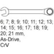 Wkład do szuflady klucze płasko-oczkowe 6-21mm 16cz
