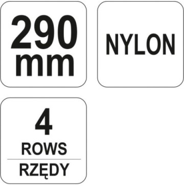 Szczotka nylonowa 4 rzędy ze skrobakiemrękojeść plastikowa