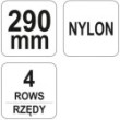 Szczotka nylonowa 4 rzędy ze skrobakiemrękojeść plastikowa