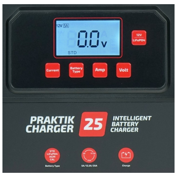 PROSTOWNIK SAMOCHODOWY PRAKTIK CHARGER 25, 12V/24V, 25A/12,5