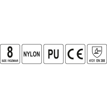 Rękawice robocze nylonowe czarne rozm 8