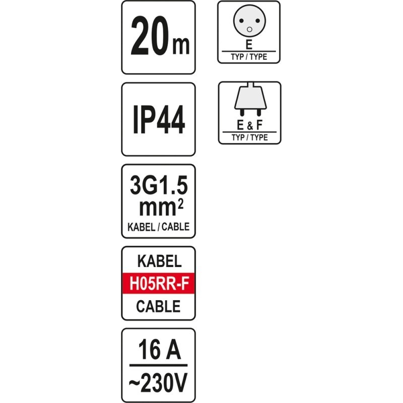 Przedłużacz bębnowy 20m