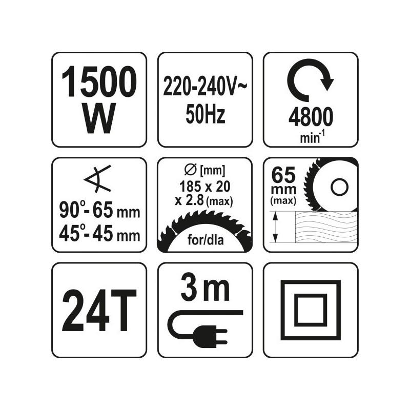 Pilarka tarczowa 185mm 1500w