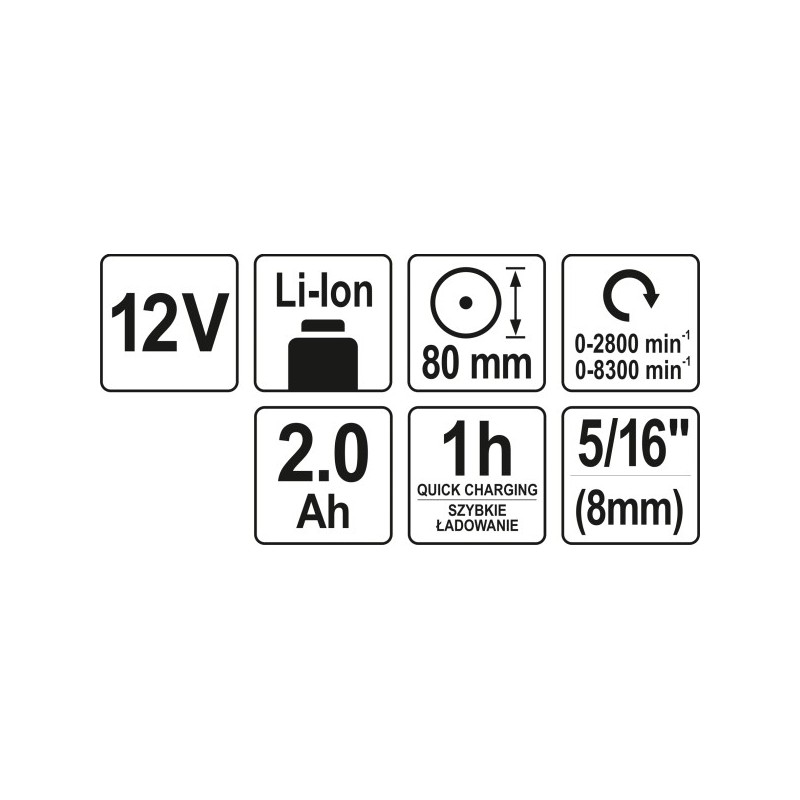 Polerka akumulatorowa 12 v (2 ah 80mm 2 biegi)