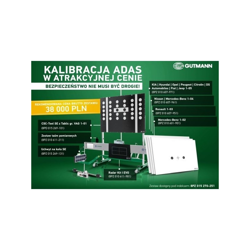Zestaw promocyjny csc tool se wraz z tablicą vw uchwytami na koła se zestawem radar kit i evo 4 dodatkowymi tablicami oraz