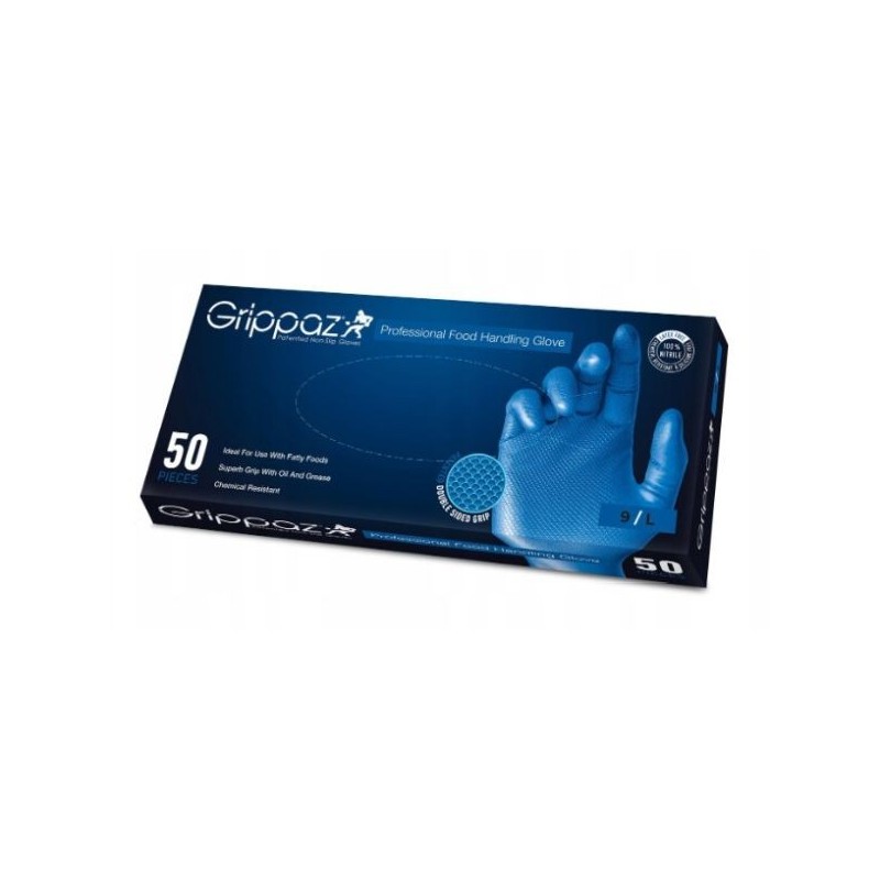 Rękawice nitrylowe ochronne grippaz 306 niebieskie długie 300 mm 10g (op 50szt) rozm l