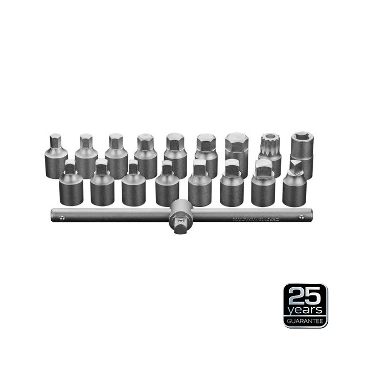 KLUCZE DO SPUSTU OLEJU 3/8", ZESTAW 18 SZT.