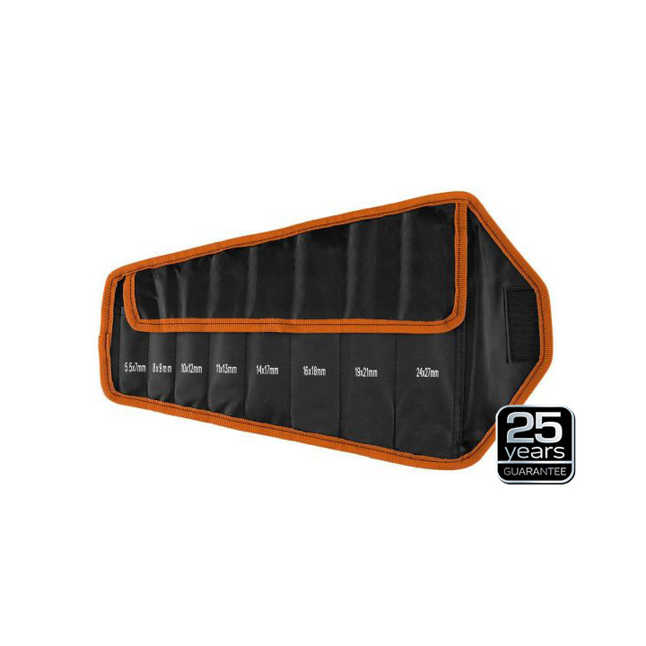 KLUCZE PŁASKIE DWUSTRONNE, SUPER CIENKIE, 5.5 X 27 MM, ZESTAW 8 SZT., MATERIAŁOWE ETUI
