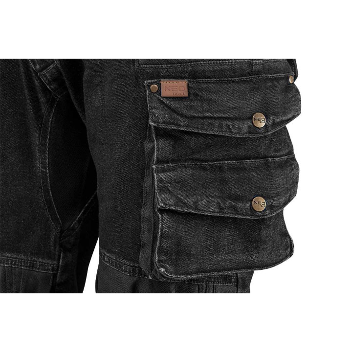 SPODNIE ROBOCZE DENIM, CZARNE, ROZMIAR L
