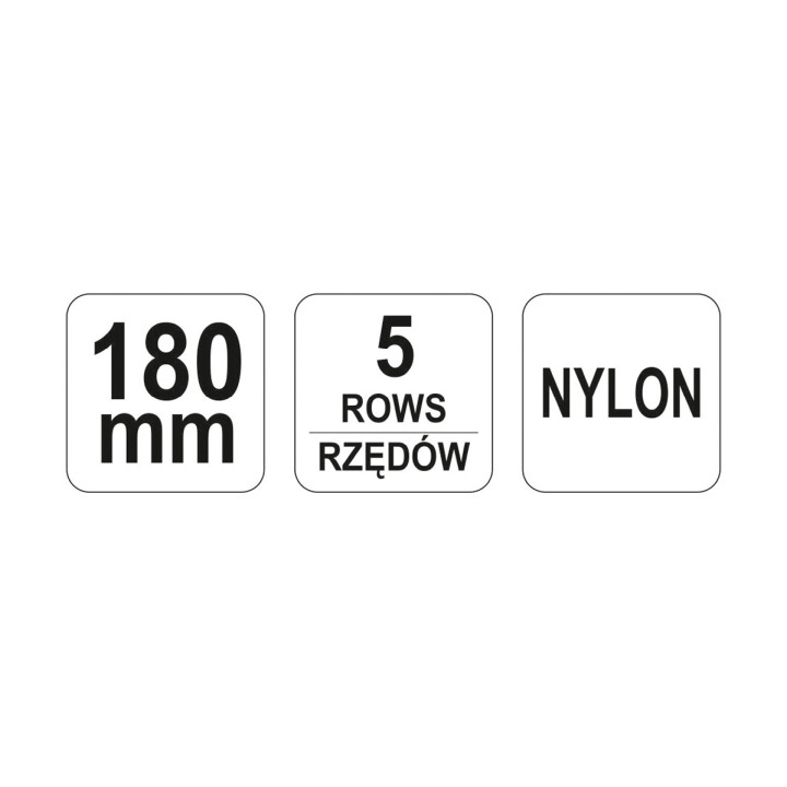SZCZOTKA NYLONOWA, 4 RZĘDY ZE SKROBAKIEM,RĘKOJEŚĆ PLASTIK.