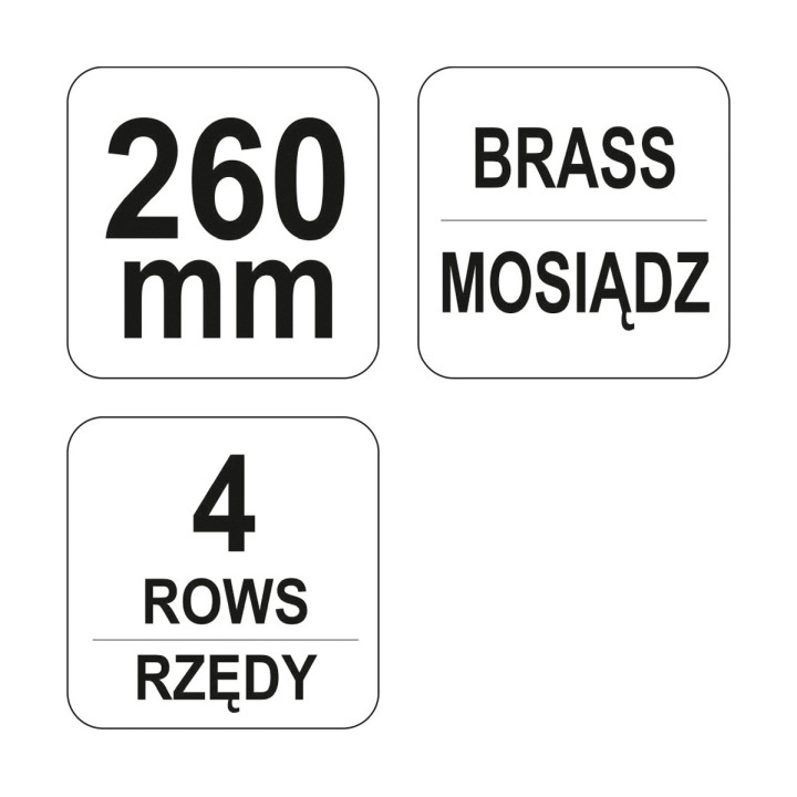 SZCZOTKA DRUCIANA,DRUT MOSIĘŻNY,4 RZĘDY,RĘKOJEŚĆ PLASTIKOWA