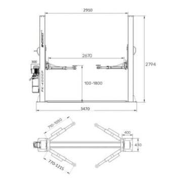 Podnośnik dwukolumnowy normet pk-4000p 400v