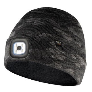 CZAPKA Z LATARKĄ LED, DWUWARSTWOWA, CAMO URBAN