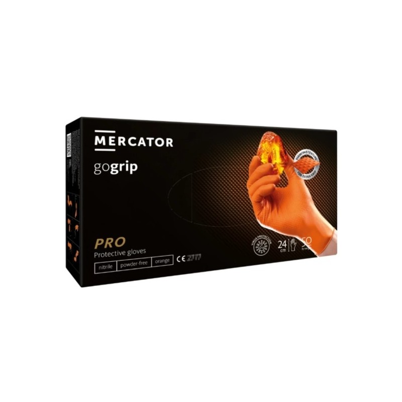 Rękawice nitrylowe bezpudrowe gogrip pomarańczowe (op 50 szt) rozm xl