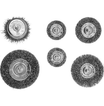 Zestaw szczotek z trzpieniem inox 6szt