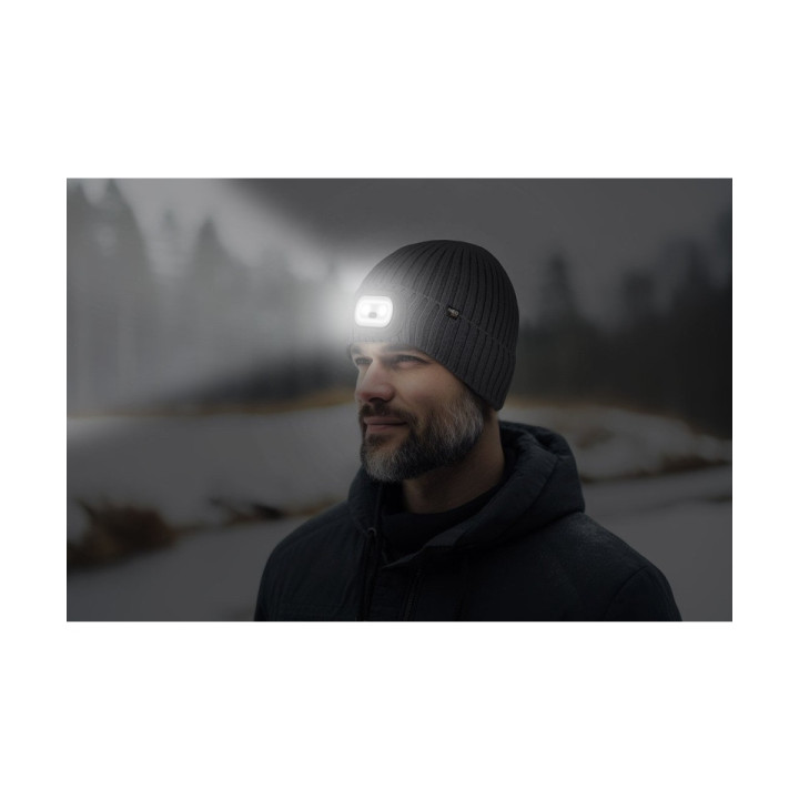 CZAPKA Z LATARKĄ LED RGB, GRAFITOWA