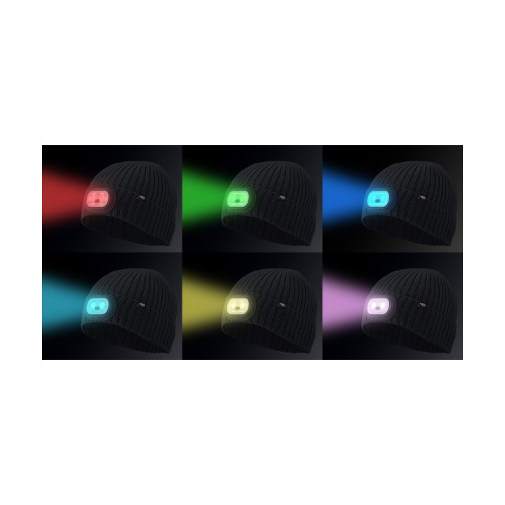 CZAPKA Z LATARKĄ LED RGB, GRAFITOWA