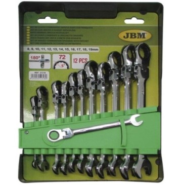 Klucze płasko oczk 8-19 mm z grzech i przeg 12 szt
