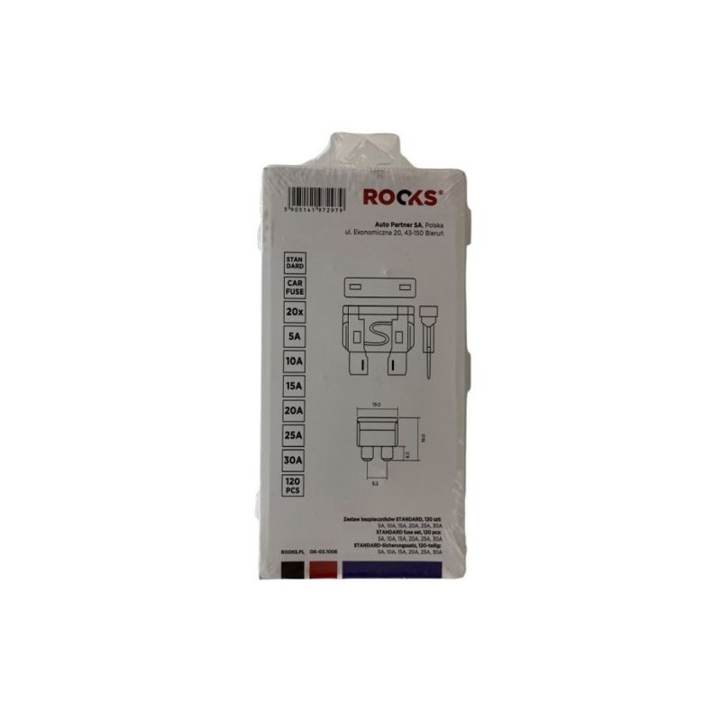 Zestaw bezpieczników standard 120 szt 5a 10a 15a 20a 25a 30a
