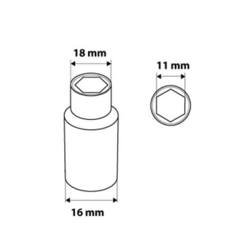 Nasadka sześciokątna 3/8 długa 11 mm