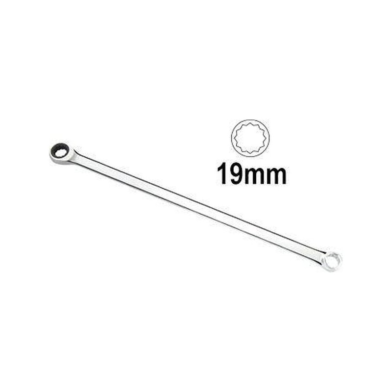 Klucz oczkowy długi z grzechotką 19 mm