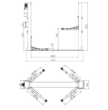 Podnośnik dwukolumny elektrohydrauliczny 4t castex qjy40-d6a 230v