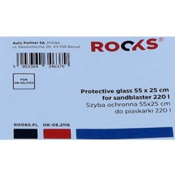 Szyba ochronna 55x25 cm do piaskarki 220 l / ok-082102