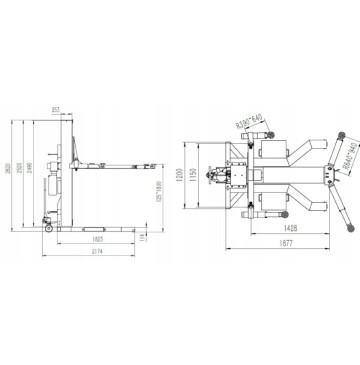 Podnośnik jednokolumnowy elektrohydrauliczny półautomatyczny 25t mobilny 125-1800mm 230v 125 pro grubber