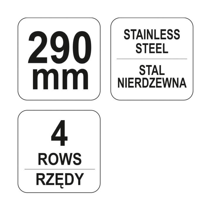 SZCZOTKA DRUCIANA, DRUT NIERDZ. 4 RZĘDY, RĘKOJEŚĆ PLASTIK.