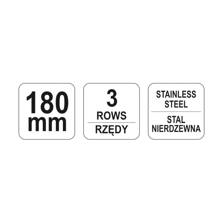 SZCZOTKA DRUCIANA, DRUT NIERDZ. 3 RZĘDY, RĘKOJEŚĆ PLASTIK.