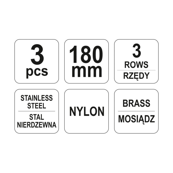 ZESTAW SZCZOTEK DRUCIANYCH 3SZT.