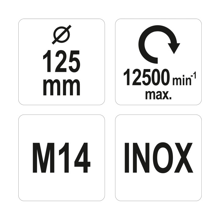 SZCZOTKA TARCZOWA M14, INOX, 125MM