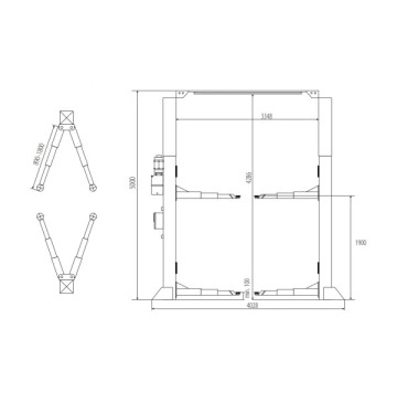 Podnośnik dwukolumnowy elhydrauliczny automatyczny 55t łączony górą duże busy auta arm 3-3 p 3348mm wys 5000mm 400v