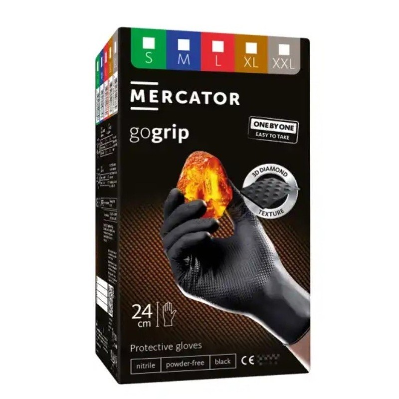 Rękawice nitrylowe bezpudrowe gogrip czarne black one by one (op 100 szt) rozm xl