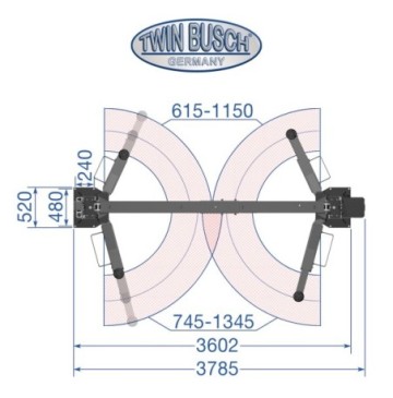 Podnośnik dwukolumnowy el hydrauliczny automatyczny 42t łączony górą arm 3-3 p 2872/3016mm wys 3867/4300mm 400v tw 242ce