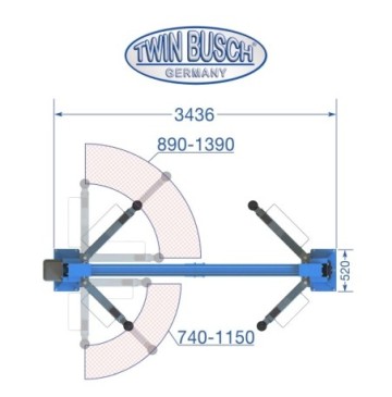 Podnośnik dwukolumnowy elektrohydrauliczny automatyczny 42t łączony górą arm 2-2 p 2850mm wys 4300mm 400v tw 242pe b43