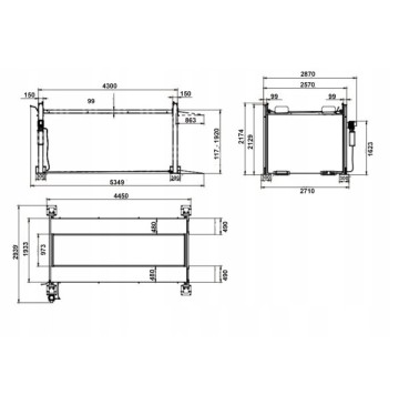Podnośnik parkingowy 4t 1-stanowisko 230v platformy 4300mm szer 2870mm xp4010 grubber