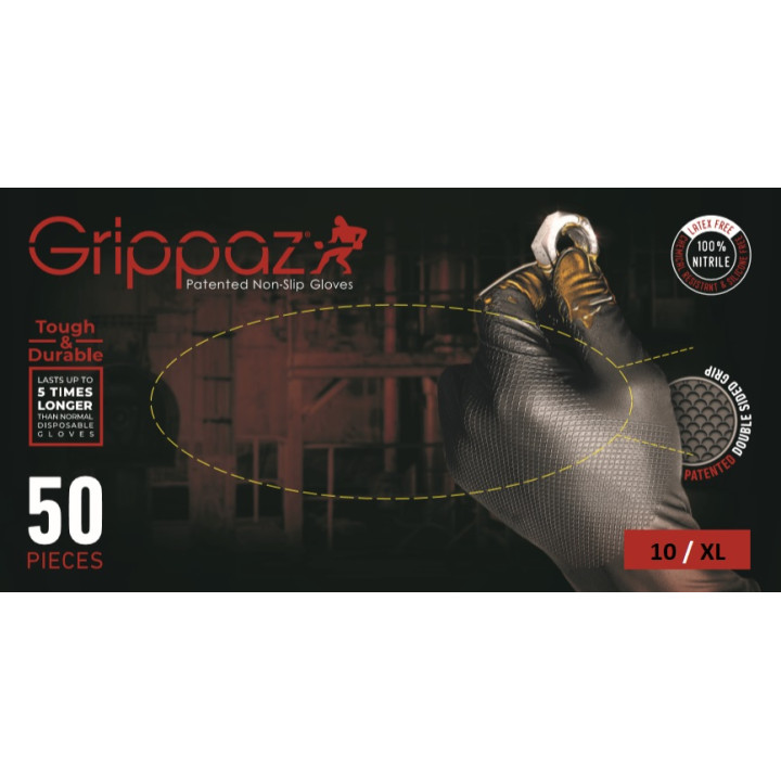 RĘKAWICE NITRYLOWE OCHRONNE GRIPPAZ 246 CZARNE 50 SZT ROZM. XL