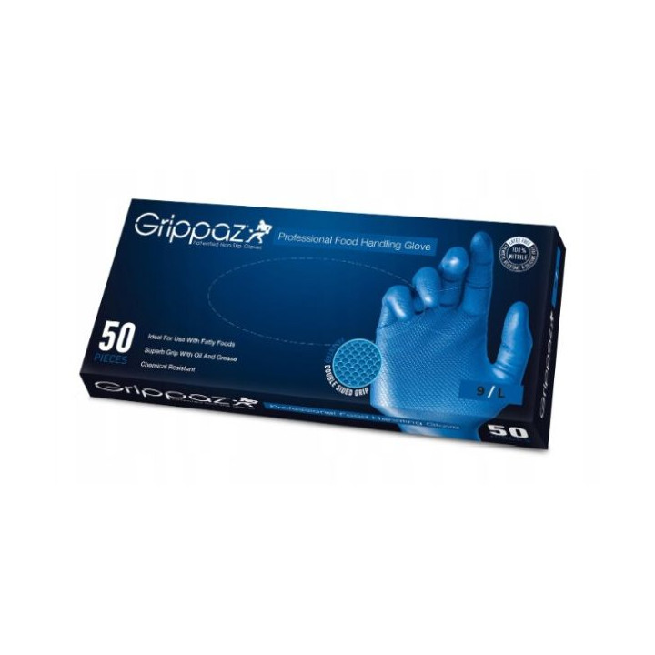 RĘKAWICE NITRYLOWE OCHRONNE GRIPPAZ 306 NIEBIESKIE DŁUGIE 300 MM 10G (OP. 50SZT) ROZM. XL